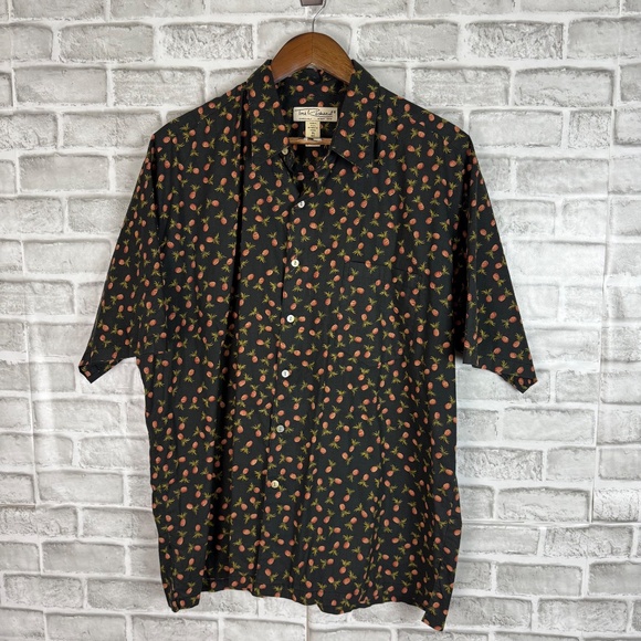Tori Richard Hawaiian Primary Black Pineapple AOP Casual Button Up Shirt Mens XL - Picture 2 of 6